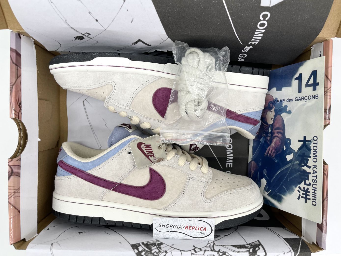 Giày Nike SB Dunk Low x Otomo Katsuhiro “Steamboy OST” Grey Purple Like Auth