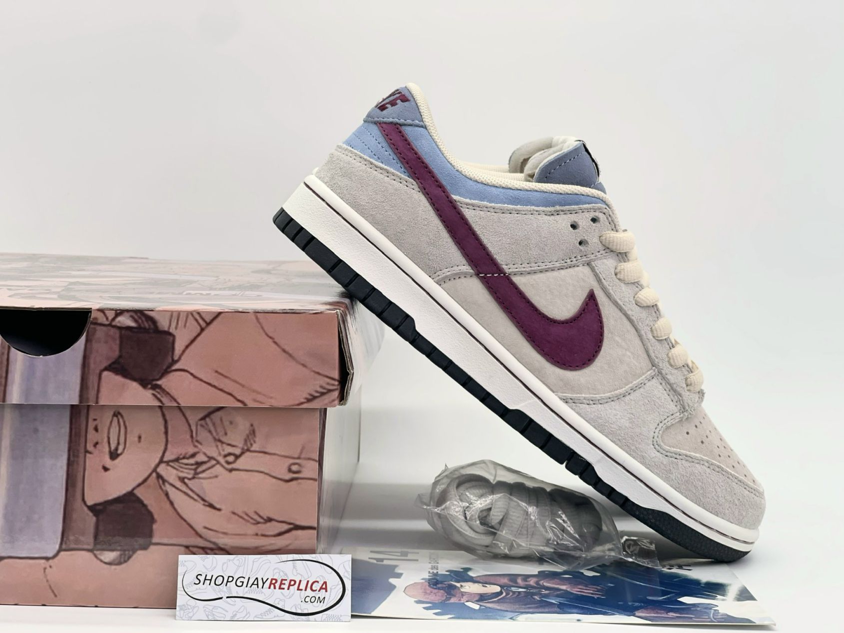 Giày Nike SB Dunk Low x Otomo Katsuhiro “Steamboy OST” Grey Purple Like Auth