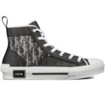 Giày Dior B23 High Top Black họa tiết White Dior Oblique Canvas Like Auth