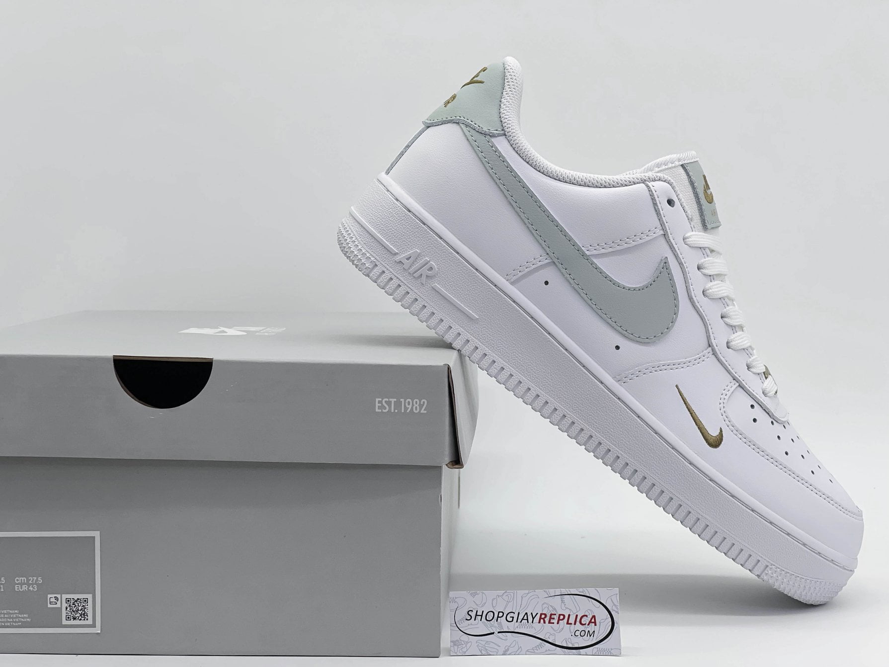 Giày Nike Air Force 1 Low White Grey Gold Like Auth