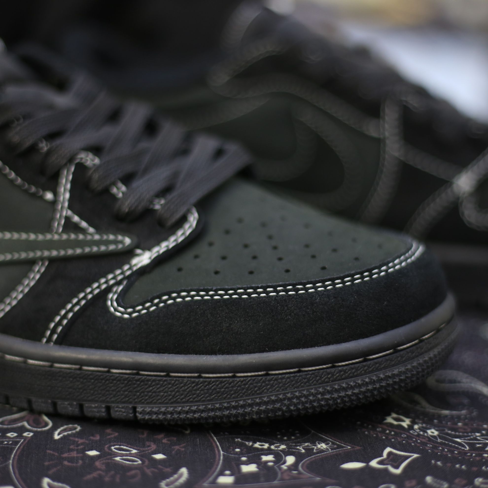 Giày Nike Air Jordan 1 Low OG SP Travis Scott ‘Black Phantom’ Đen Like Auth