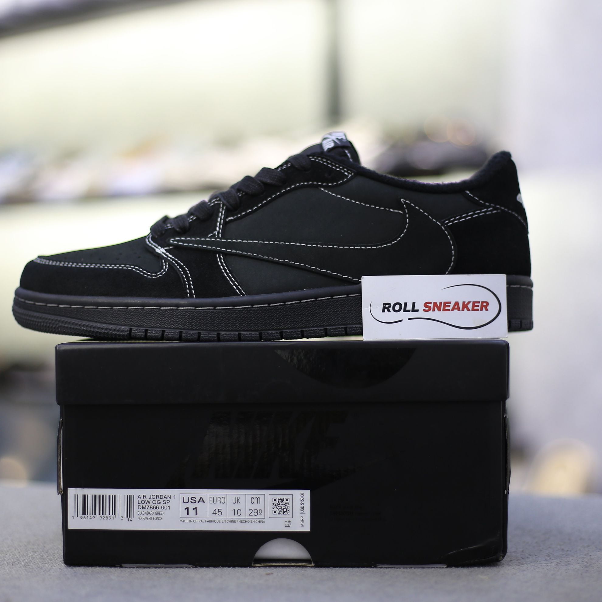 Giày Nike Air Jordan 1 Low OG SP Travis Scott đen ‘Black Phantom’ rep 1:1