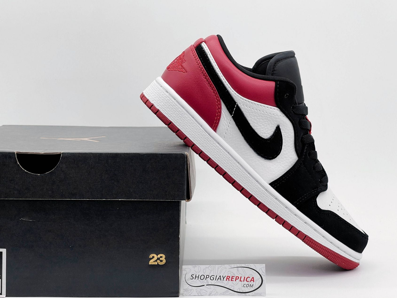 Giày Nike Air Jordan 1 Low Black Toe Rep 1:1