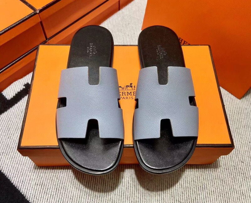 Dép Hermes Izmir da Epsom Sần Xám đế Đen like auth đế gỗ