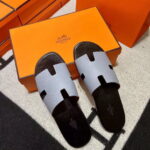 Dép Hermes Izmir da Epsom Sần Xám đế Đen like auth đế gỗ