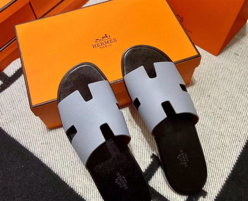 Dép Hermes Izmir da Epsom Sần Xám đế Đen like auth đế gỗ