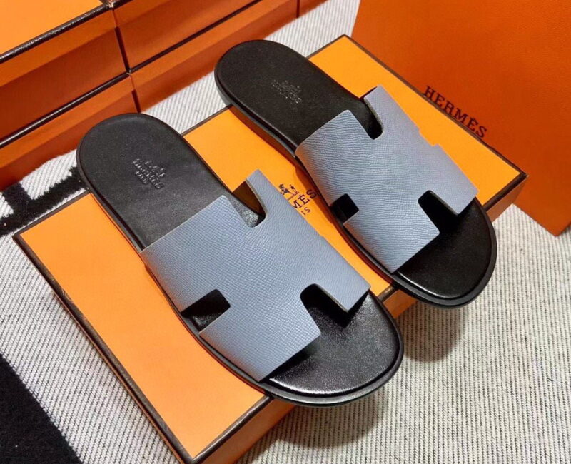 Dép Hermes Izmir da Epsom Sần Xám đế Đen like auth đế gỗ