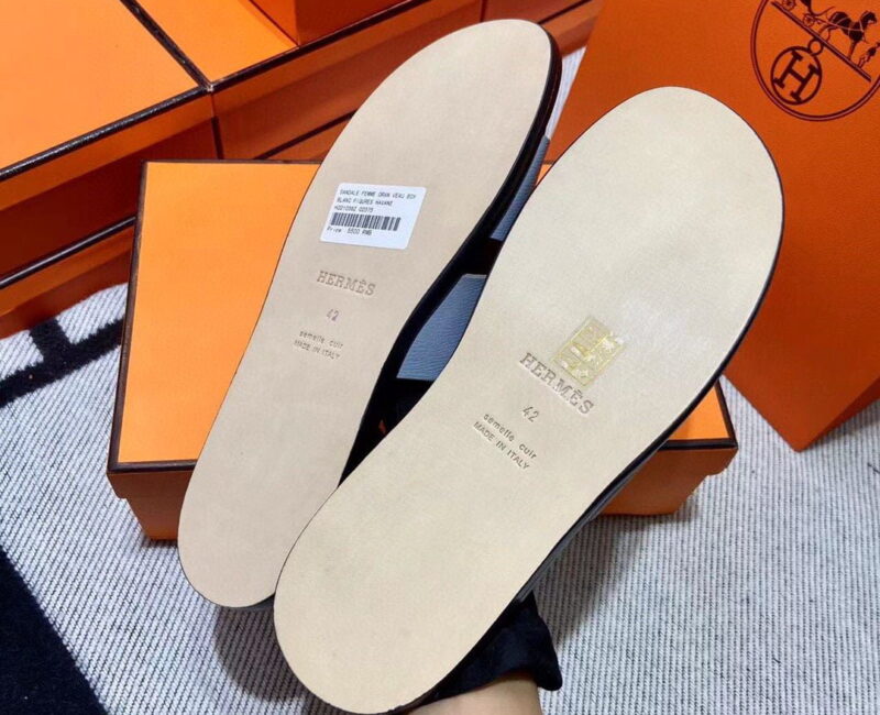 Dép Hermes Izmir da Epsom Sần Xám đế Đen like auth đế gỗ