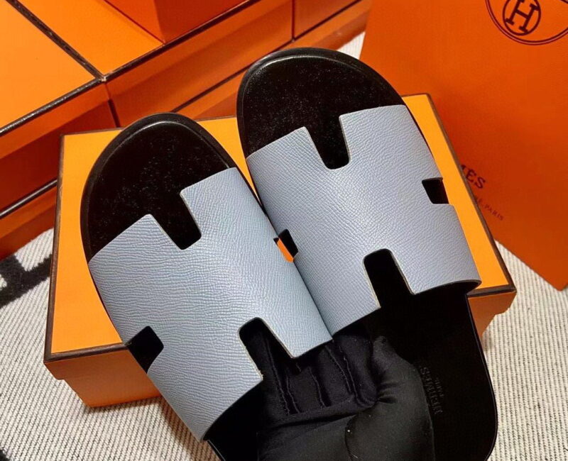 Dép Hermes Izmir da Epsom Sần Xám đế Đen like auth đế gỗ