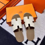 Dép Hermes Izmir da Epsom (Sần) Màu Trắng đế Nâu Like Auth