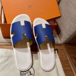 Dép Hermes Izmir da Epsom Màu Xanh Đế Trắng đế gỗ like auth