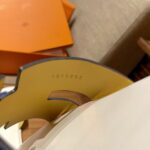 Dép Hermes Izmir da Epsom Màu Xanh Đế Trắng đế gỗ like auth