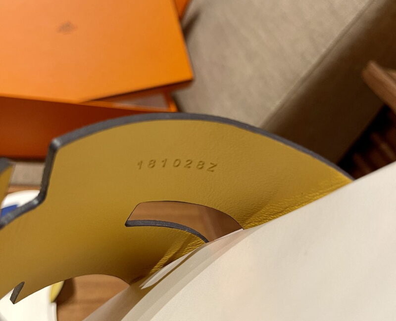 Dép Hermes Izmir da Epsom Màu Xanh Đế Trắng đế gỗ like auth