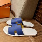 Dép Hermes Izmir da Epsom Màu Xanh Đế Trắng đế gỗ like auth