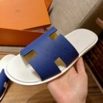 Dép Hermes Izmir da Epsom Màu Xanh Đế Trắng đế gỗ like auth