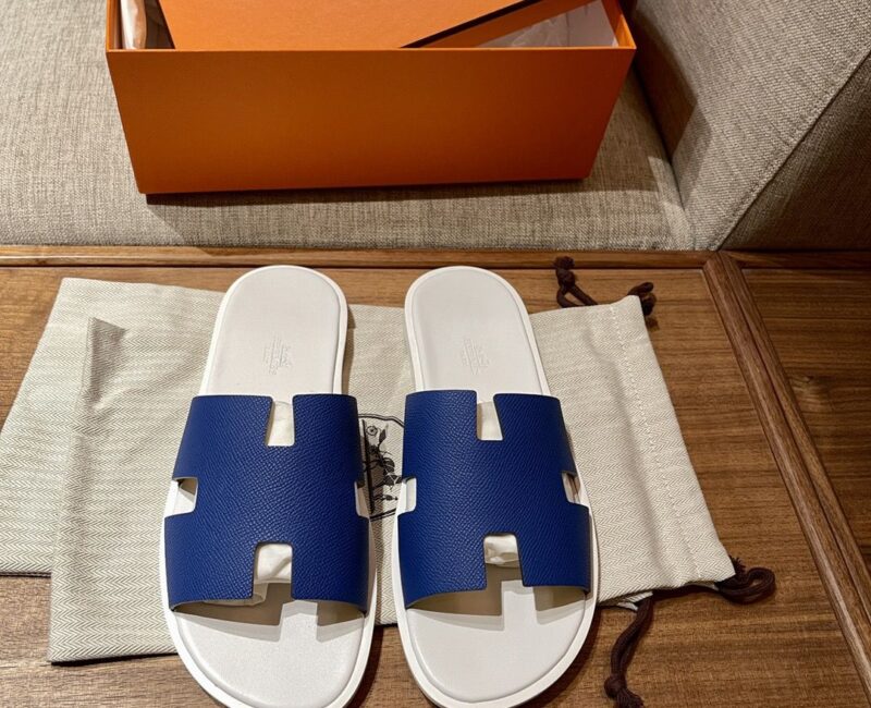 Dép Hermes Izmir da Epsom Màu Xanh Đế Trắng