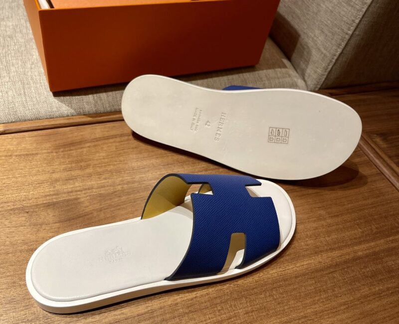 Dép Hermes Izmir da Epsom Màu Xanh Đế Trắng