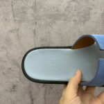 Dép Hermes Nam da Lộn 2 Màu (Bicolor) Xanh Vàng Like Auth Đế Gỗ