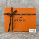 Dép Hermes Nam da Lộn 2 Màu (Bicolor) Xanh Vàng Like Auth Đế Gỗ