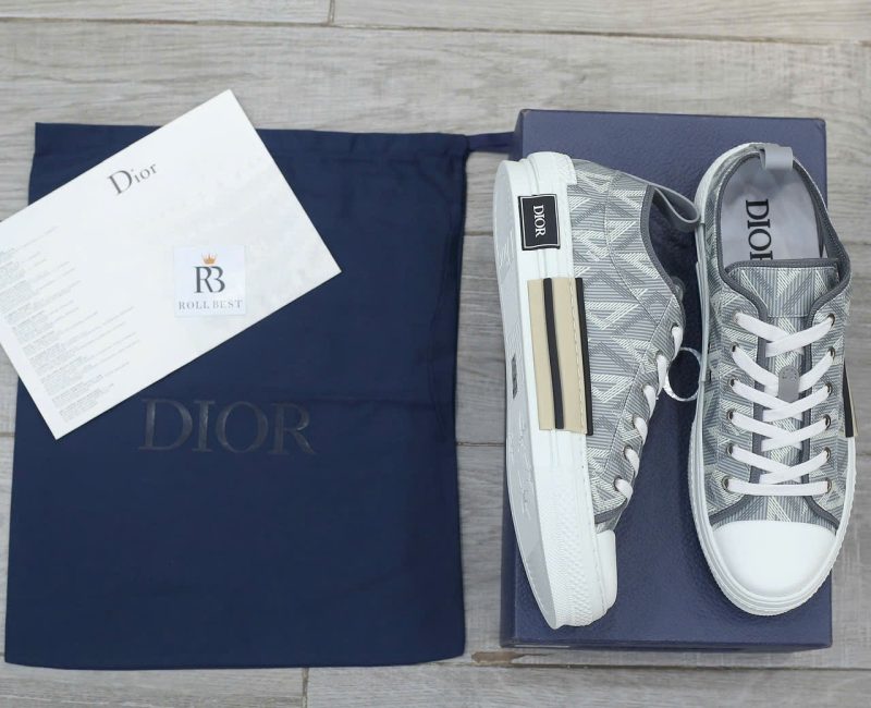 Giày Dior B23 Low Gray CD Diamond Canvas Best Quality