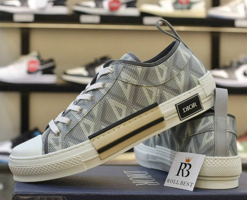 Giày Dior B23 Low Gray CD Diamond Canvas Best Quality