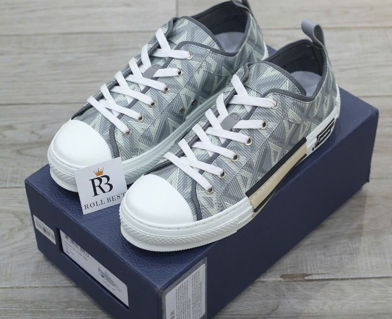 Giày Dior B23 Low Gray CD Diamond Canvas Best Quality
