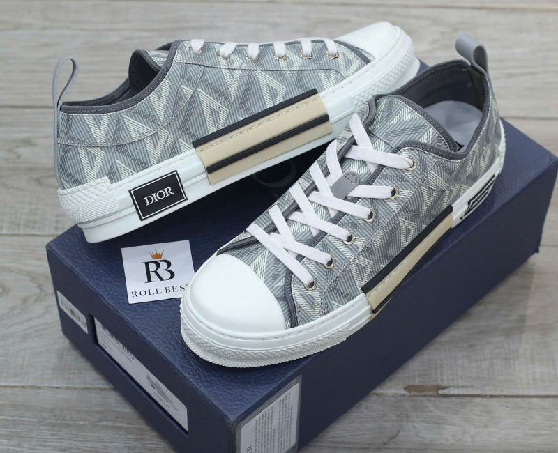 Giày Dior B23 Low Gray CD Diamond Canvas Best Quality