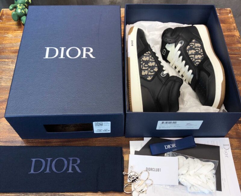 Giày Dior B27 High Black họa tiết vải Dior Oblique Jacquard Like Auth