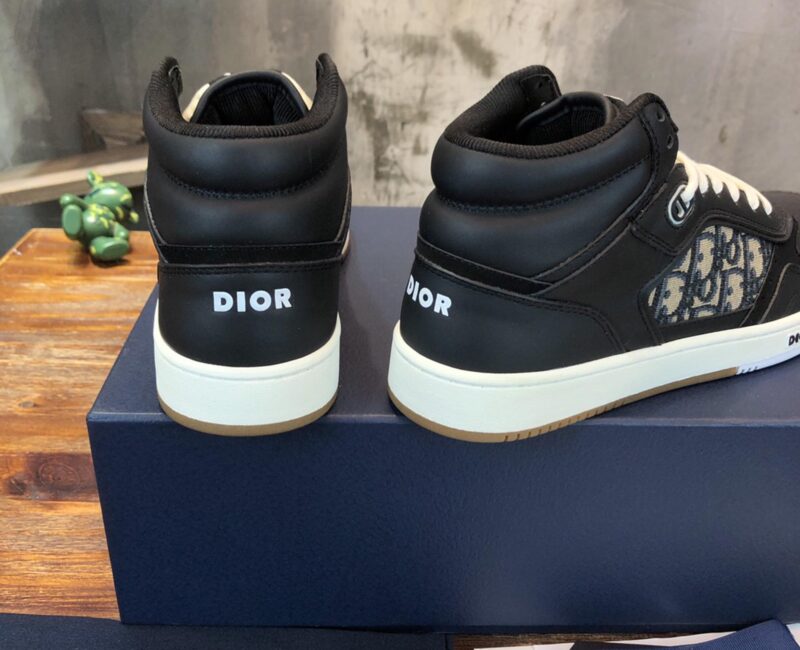 Giày Dior B27 High Black họa tiết vải Dior Oblique Jacquard Like Auth