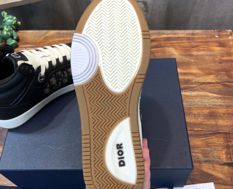 Giày Dior B27 High Black họa tiết vải Dior Oblique Jacquard Like Auth