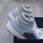 Giày Dior B27 High Light Blue and White Gray họa tiết vải Dior Oblique Jacquard Like Auth