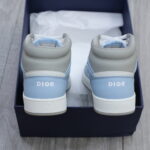 Giày Dior B27 High Light Blue and White Gray họa tiết vải Dior Oblique Jacquard Like Auth