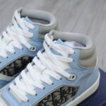 Giày Dior B27 High Light Blue and White Gray họa tiết vải Dior Oblique Jacquard Like Auth