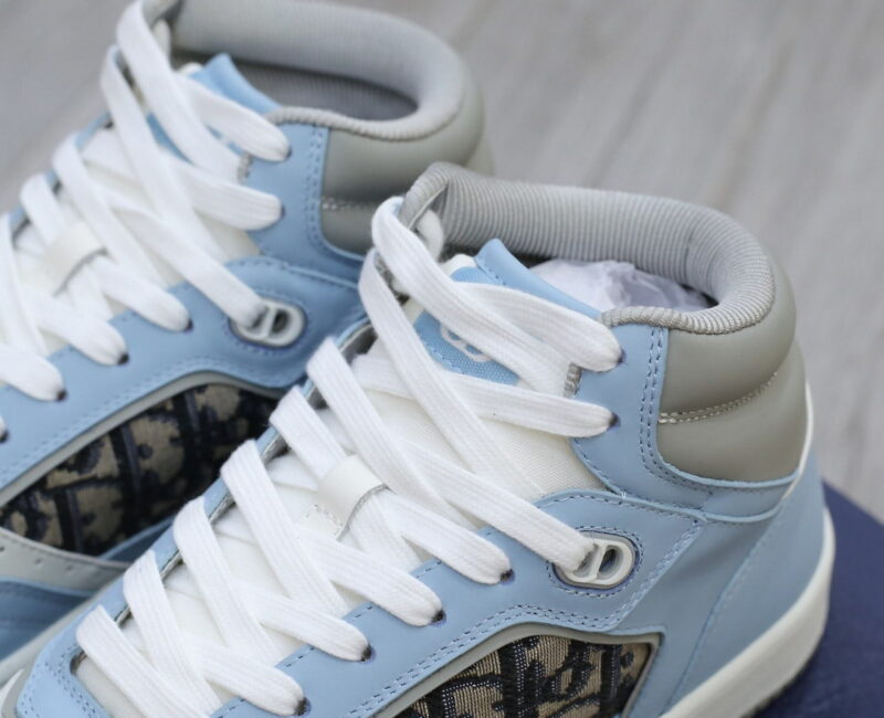 Giày Dior B27 High Light Blue and White Gray họa tiết vải Dior Oblique Jacquard Like Auth
