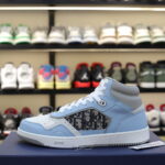 Giày Dior B27 High Light Blue and White Gray họa tiết vải Dior Oblique Jacquard Like Auth