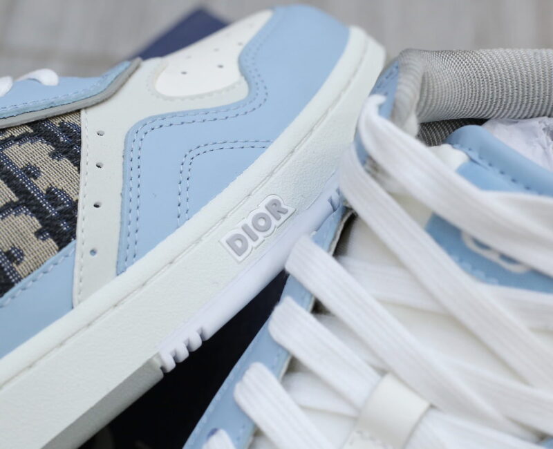 Giày Dior B27 High Light Blue and White Gray họa tiết vải Dior Oblique Jacquard Like Auth