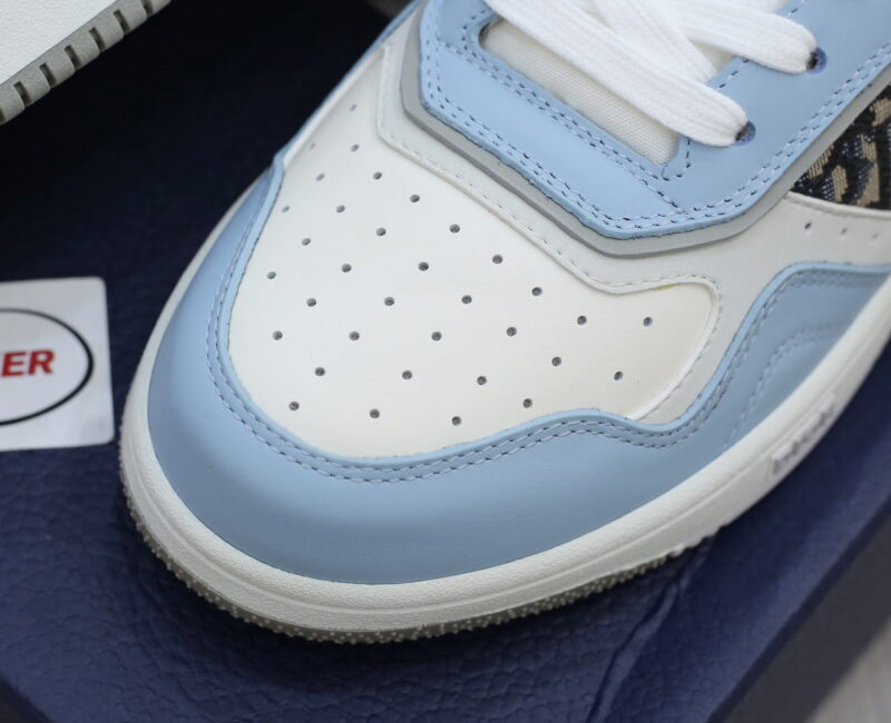 Giày Dior B27 High Light Blue and White Gray họa tiết vải Dior Oblique Jacquard Like Auth