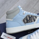 Giày Dior B27 High Light Blue and White Gray họa tiết vải Dior Oblique Jacquard Like Auth