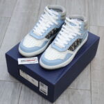 Giày Dior B27 High Light Blue and White Gray họa tiết vải Dior Oblique Jacquard Like Auth