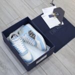 Giày Dior B27 High Light Blue and White Gray họa tiết vải Dior Oblique Jacquard Like Auth