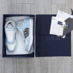 Giày Dior B27 High Light Blue and White Gray họa tiết vải Dior Oblique Jacquard Like Auth