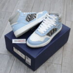 Giày Dior B27 High Light Blue and White Gray họa tiết vải Dior Oblique Jacquard Like Auth