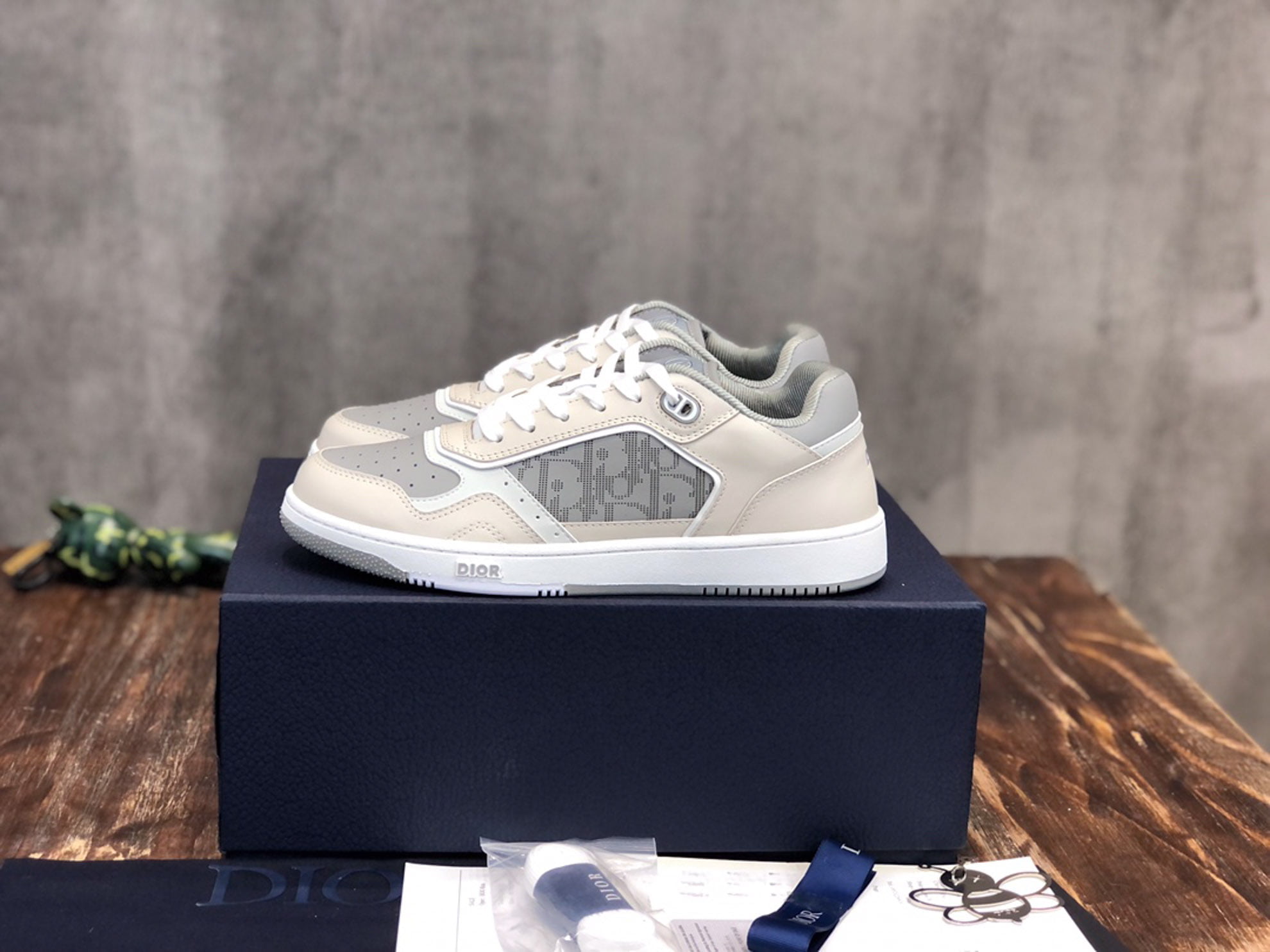 Giày Dior B27 Low Grey Beige họa tiết Dior Oblique Galaxy Like Auth