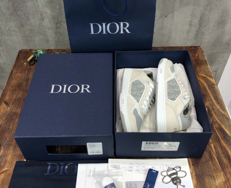 Giày Dior B27 Low Grey Beige họa tiết Dior Oblique Galaxy Like Auth
