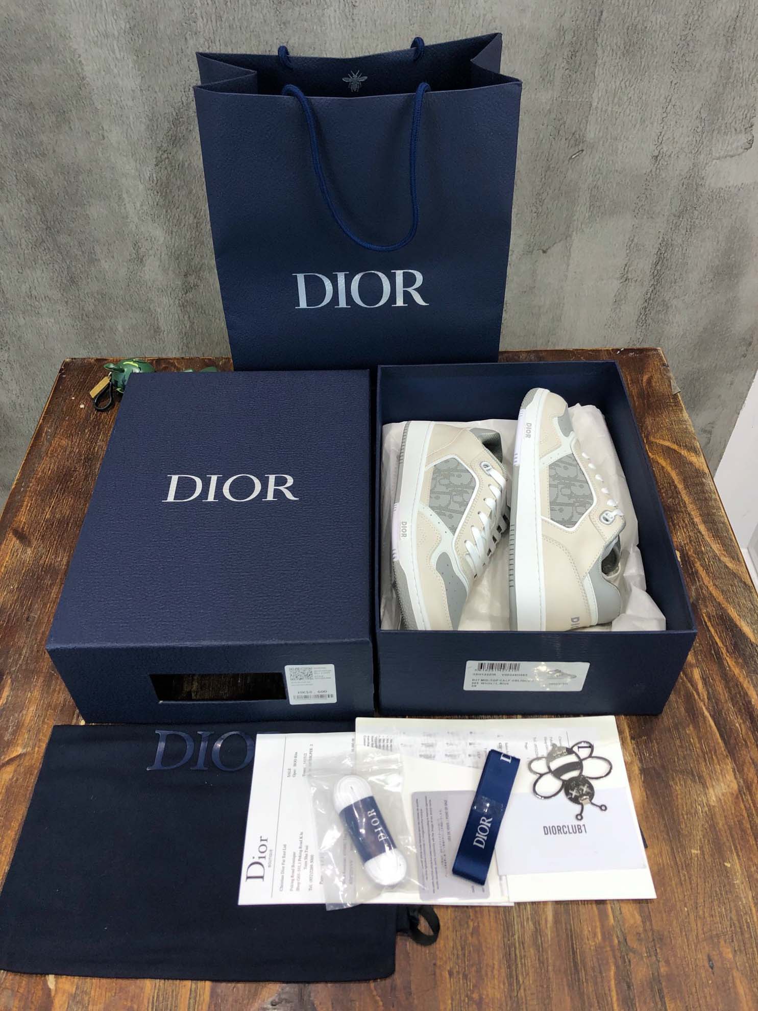 Giày Dior B27 Low Grey Beige họa tiết Dior Oblique Galaxy Like Auth