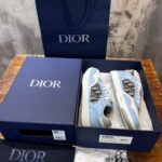 Giày Dior B27 Low Light Blue and White Gray họa tiết vải Dior Oblique Jacquard Like Auth