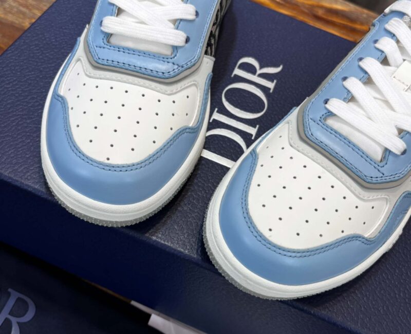 Giày Dior B27 Low Light Blue and White Gray họa tiết vải Dior Oblique Jacquard Like Auth