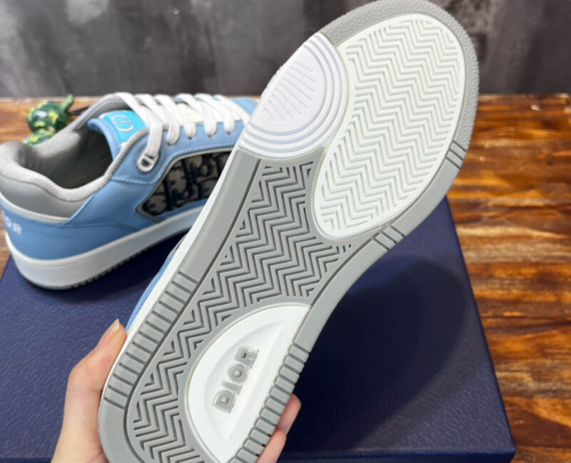 Giày Dior B27 Low Light Blue and White Gray họa tiết vải Dior Oblique Jacquard Like Auth