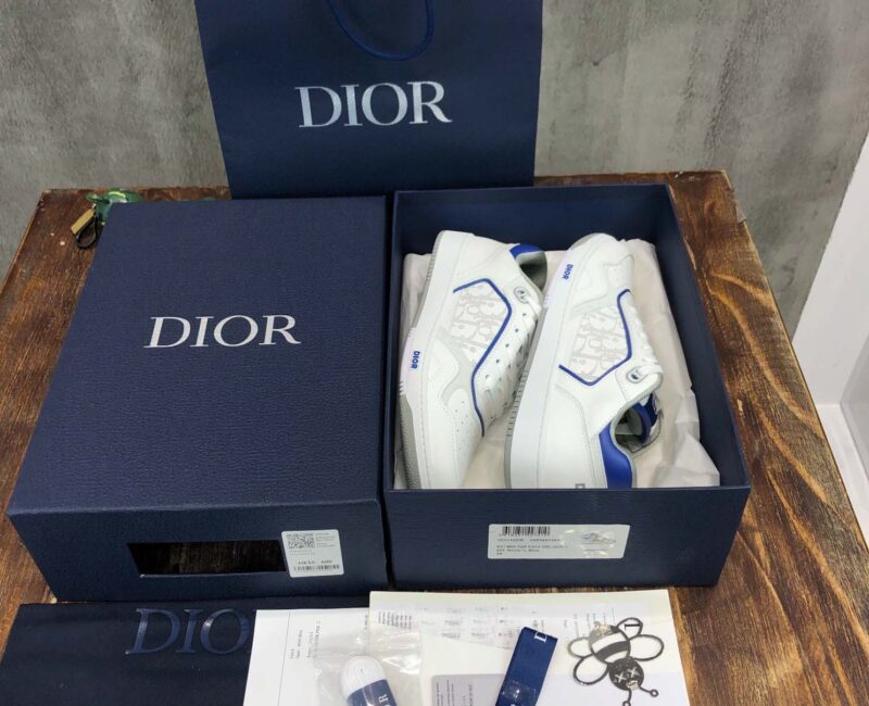 Giày Dior B27 Low White Blue họa tiết Dior Oblique Galaxy Like Auth
