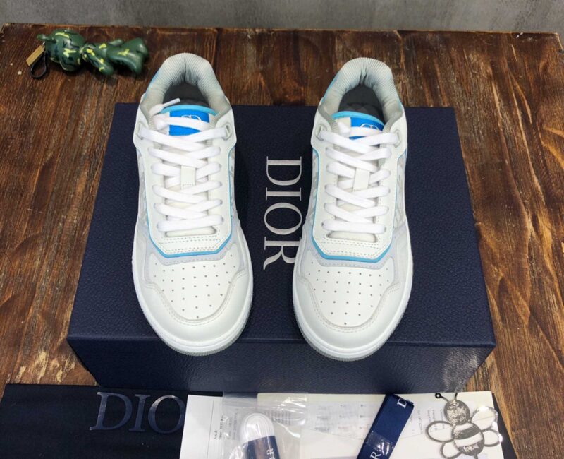 Giày Dior B27 Low White Light Blue họa tiết Dior Oblique Galaxy Like Auth